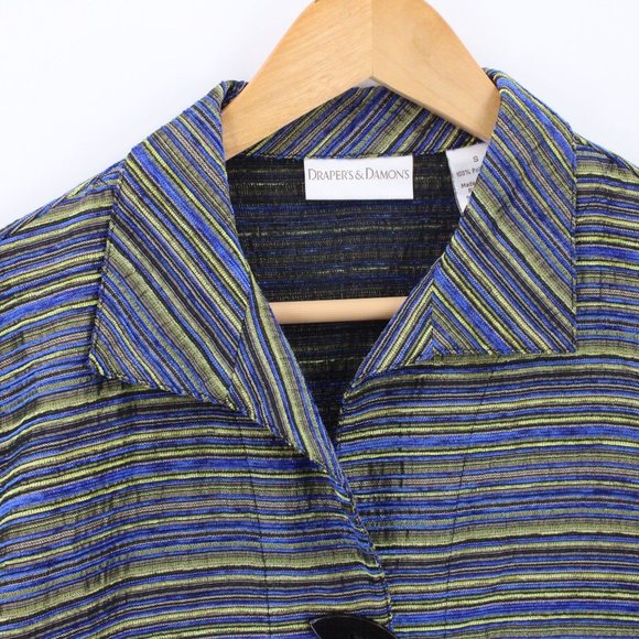 Drapers & Damons Blazer Jacket Womens Multicolor Striped Button Front Small S - Picture 5 of 9